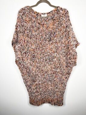 NWT Umgee Fuzzy Shaggy Oversized Knit Poncho Dolman Sleeve Sweater Small